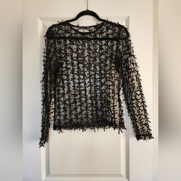 Zara Black Bow Sheer Top - EXCELLENT condition. - Picture 5 of 10